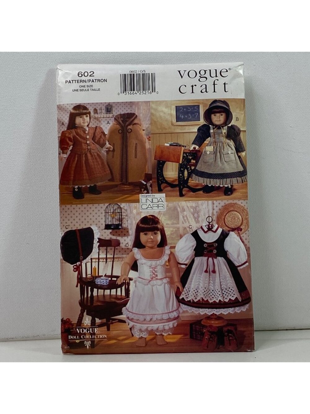 Vogue 602 Craft 18 Inch Doll Sewing Pattern Early American Girl Outfits Uncut